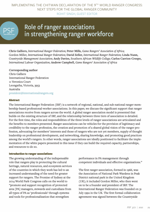 Role of ranger associations in strengthening ranger workforce